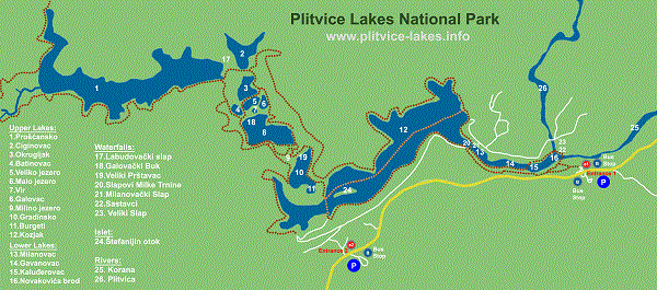 map of Plitvice lake